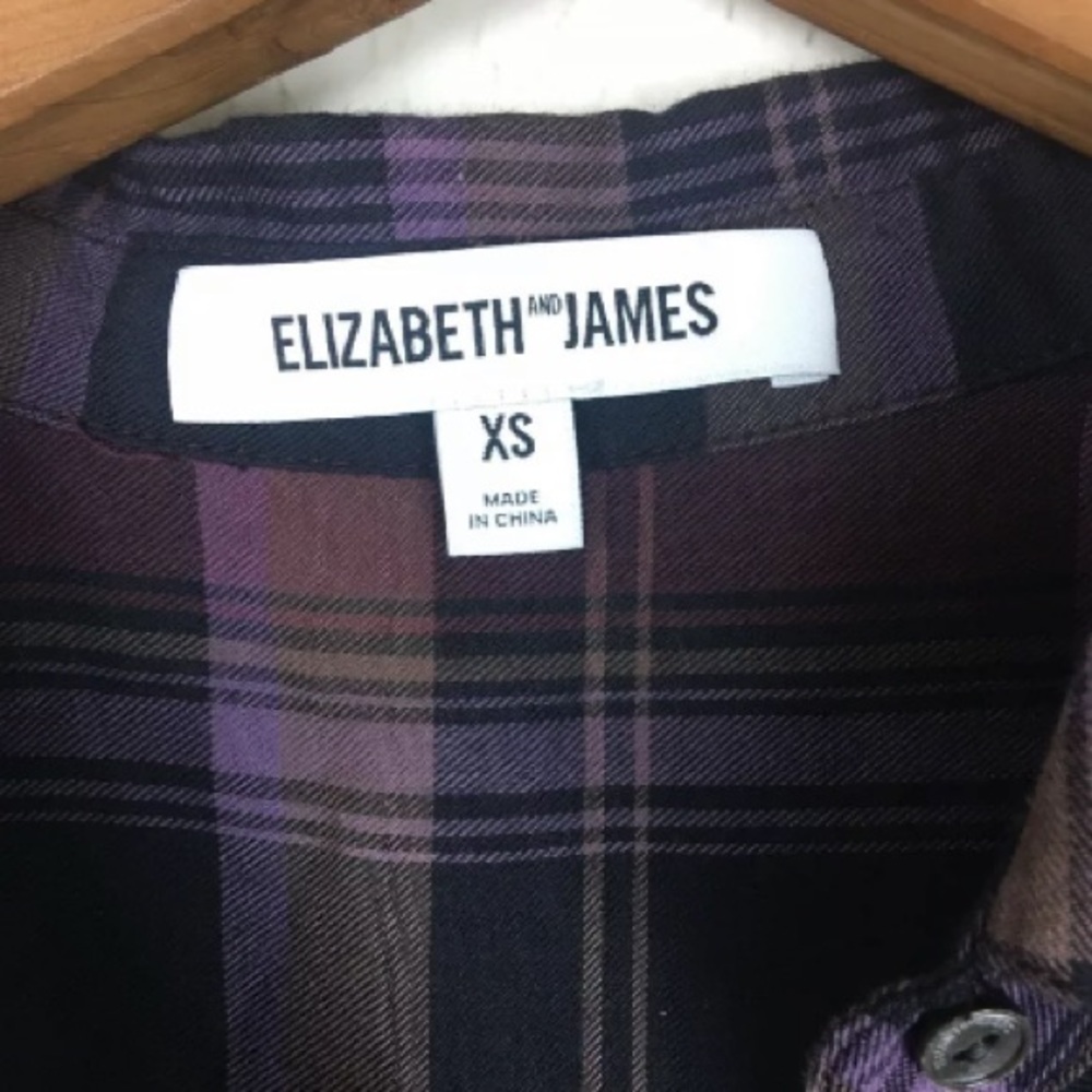 Elizabeth And James XS Top Purple Plaid Button Up - Picture 3 of 4